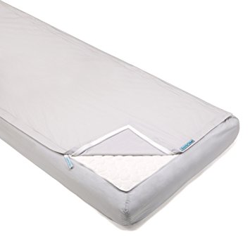 QuickZip Cotton Crib Sheet, 1 Zip-On Sheet   1 Drop-in Base, Gray