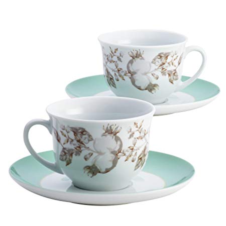 BonJour Dinnerware Fruitful Nectar Porcelain Teacup and Saucer Set