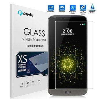 LG G5 Screen Protector [Tempered Glass] [Bubble-Free], Popsky Ultra Clear 0.26MM 9H Hardness High Definition Scratch Proof Premium LG G5 Tempered Glass Screen Protector