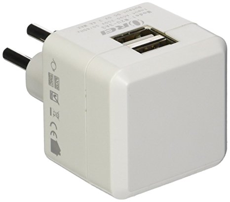 Orei Swizterland 2 USB (3.4A/17W) Travel Charger for all iPhone, iPad, Samsung Galaxy, Android, HTC One, Motorola, LG (W2U-J)