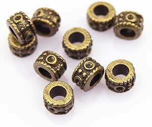 LolliBeads (TM Antiqued Tone Bracelet Jewelry Marking Large Hole Spacer Beads Round Tube Charm Beads