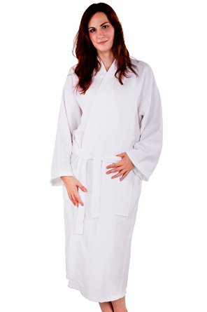 Soft Touch Linen 100% Cotton Waffle Kimono Unisex Spa Robe