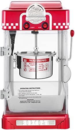 6073 Great Northern Red Little Bambino Table Top Retro Machine Popcorn Popper, 2.5oz