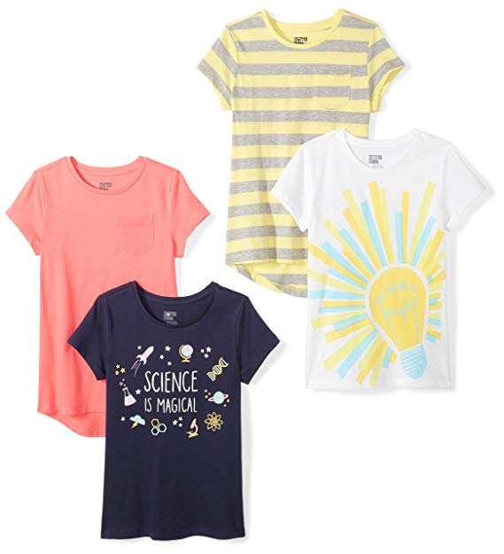 Spotted Zebra Girls' 4-Pack Short-Sleeve T-Shirts