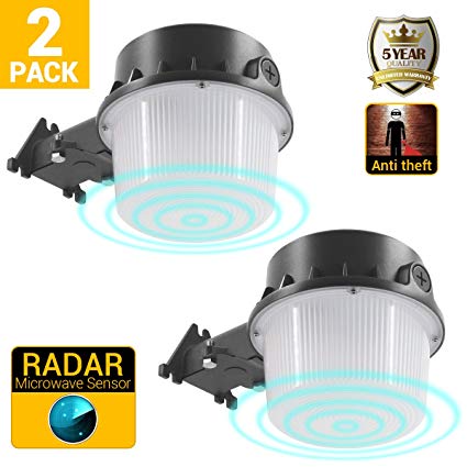 Outdoor Yard Light, Security Microwave Radar Motion Sensor, 35W Barn Light for Area Lighting, 5000K, 3700lm Floodlight ETL/cETL Approved Pack of 2