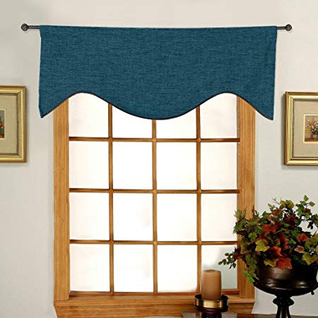 Privacy Protection Kitchen Valances for Windows Room Darkening Curtain Valances for Bedroom, Rod Pocket Top, 4 Pack, Pure White, 52 x 18 Inch