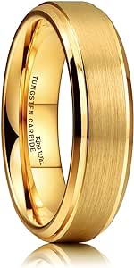 King Will GLORY 6mm 8mm Tungsten Carbide Ring 14K Gold Matte Brushed Polish Wedding Band Comfort Fit