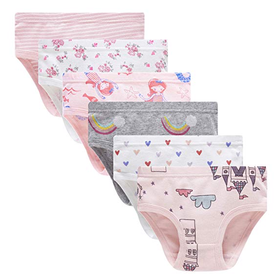 Cadidi Dinos Little Girls Soft Underwear Toddler Panties Kids Briefs (Pack of 6)