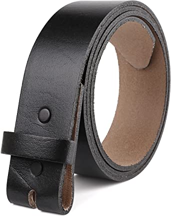 Belt for buckle men Snap on Strap top Grain One Piece Leather no buckle, Made in USA,