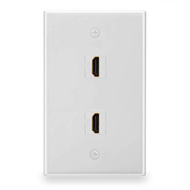BATIGE 2-Port Dual HDMI Keystone Wall Plate Outlet Mount Socket Face Plate Cover for Home Theater DVD Cable Satellite TV PS3 HDTV