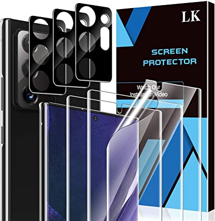 [6 Pack] LK 3 Pack Screen Protector   3 Pack Camera Lens Protector for Samsung Galaxy Note 20 Ultra 5G 6.9'', [Positioning Tool] HD Ultra-Thin, Anti-Scratch, Flexible TPU Film