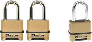 Master Lock 2 Pack & 1 Pack Heavy Duty Weatherproof Combination Locks with Boron-Carbide Shackles