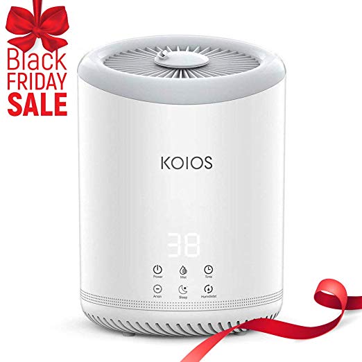 KOIOS Top Fill Humidifiers, Ultrasonic Cool Mist Humidifier with 3 Adjustable Mist Settings, Ultra Quiet, Automatic Shut-Off, Sleep Mode, 4 Liter Large Capacity Open Water Tank for Bedroom