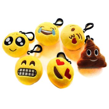 Kumeed Mini Poop Emoji Face Expression Plush Key chains Bag Accessory Pack of 6 (2.4 inch)