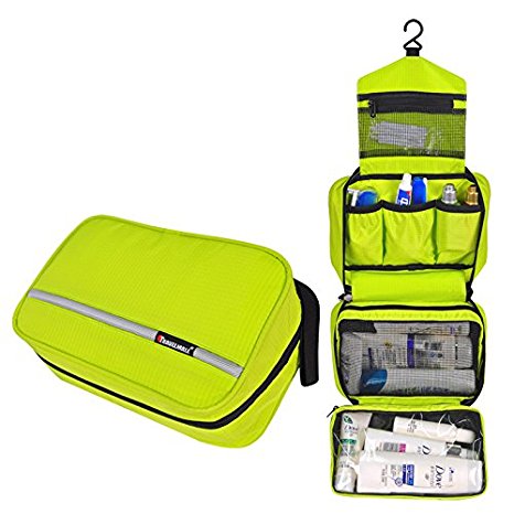 MLMSY Waterproof Hanging Type Travel Toiletry Bag Makeup Bag Travel Organizers For Cosmetic, Shaving, Travel Accessories, Personal Items - Use In Hotel, Home, Bathroom,Car, Airplane (yellow green)