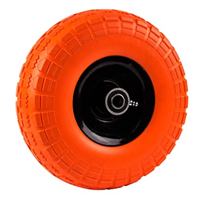 NK Troy Safety WFFOR10 Heavy Duty Solid Rubber Flat Free Tubeless Hand Truck/Utility Tire Wheel, 4.10/3.50-4" Tire, 2-1/4" Offset Hub, 5/8" Bearing