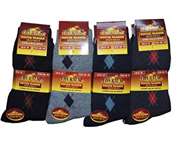 12 Pairs Mens Thermal Thick Winter Socks in Various Designs Size UK 6-11 EUR 39-45