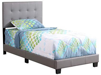 Glory Furniture Caldwell G1306-TB-UP Twin, Light Gray Upholstered Bed,