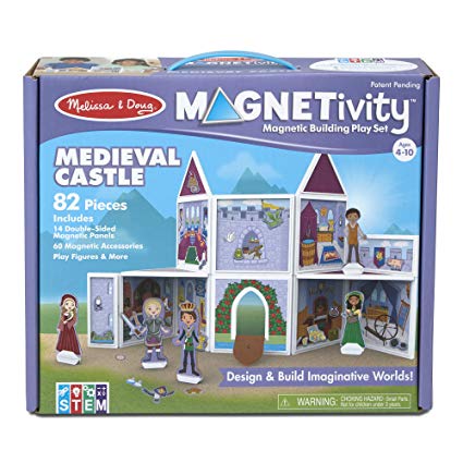 Melissa & Doug Magnetivity Magnetic Tiles Building Play Set – Medieval Castle (82 Pieces, STEM Toy, Great Gift for Girls and Boys - Best for 4, 5, 6, 7, 8 Year Olds and Up)