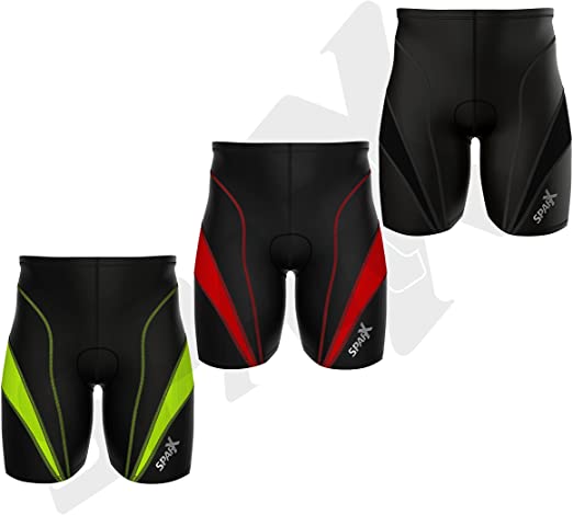 Sparx Men's Triathlon Short Tri Shorts Cycling Short |1 Zippered Pocket Trishort Mens | Triathlete Short | with Soft Chamois | Swim-Bike-Run