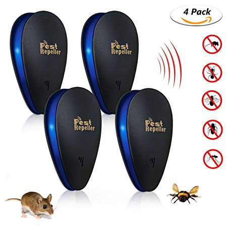 Ultrasonic Pest Repeller (4 PACK) - [2018 UPGRADED] TedGem Electronic Mouse Bug Repellent & Mosquito Pest Control Plug in Rat Repellent Indoor for Insects - Mice,Rat,Mosquito,Flea,Roach,Ant,Fly,Bug,Spider (4 Pack)