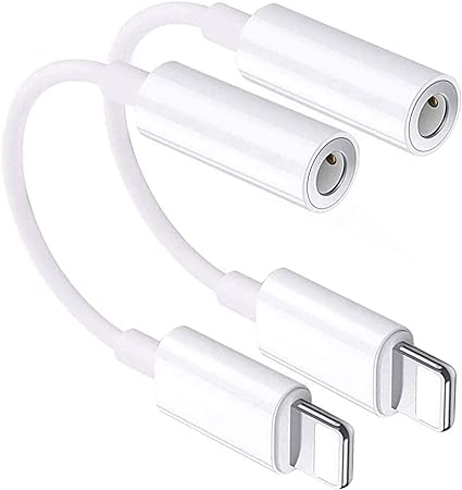 [Apple MFi Certified] (2 Pack Lightning to 3.5 mm Headphone Jack Adapter，iPhone 3.5mm Audio Aux Adapter Dongle Earphone Converter For 14/13/ 12/11/ XS Max/X/XR / 8/7/ 6 Supports all iOS