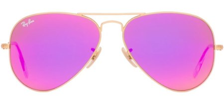 Ray-Ban Aviator Large Metal Sunglasses RB3025 112/4T-58 - Matte Gold Frame, Green Mirror Fuxia