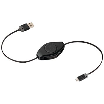 ReTrak Premier Retractable Micro USB Charge & Sync Cable - Black