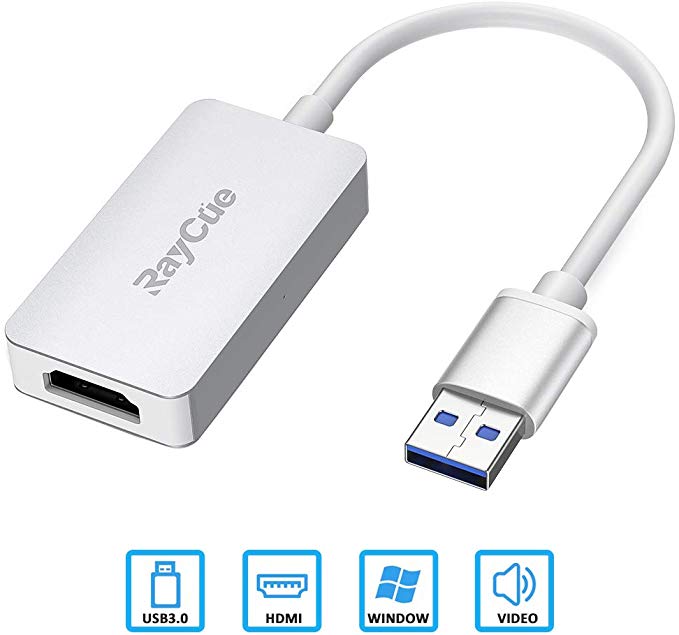 USB to HDMI Adapter, HD 1080P Video Audio Output, USB 3.0 to HDMI Converter Cable for Multiple Monitors, Support Windows XP/10/8.1/8/7 (Not Mac, Linux, Vista, Chrome, Firestick) (Silver)