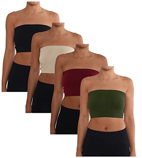 AEKO Women's Combo Pack One Size Strapless Base Bra Layer Bandeau Seamless Tube Top Regular and Plus Sizes