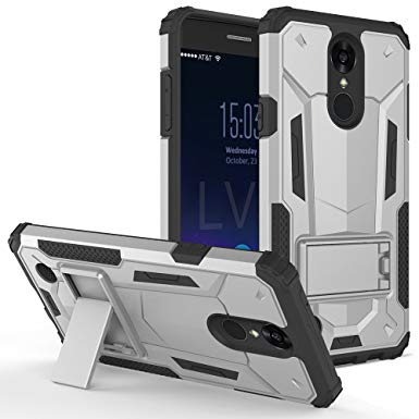 Luckiefind Compatible with LG Aristo LV3 MS210/LG Aristo 2 X210/LG Tribute Dynasty/LG Rebel 3 LTE Case (L157BL) Case/LG Fortune, Premium Hybrid Dual Layer Case with Stand. (Stand Silver)