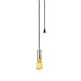 Globe Electric 65116 1 Light Vintage Edison Plug-In Hanging Socket Pendant Light Fixture Antique Brass with Black Rope