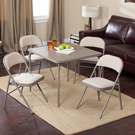 Meco Sudden Comfort Deluxe Double Padded Chair and Back - 5 Piece Card Table Set -