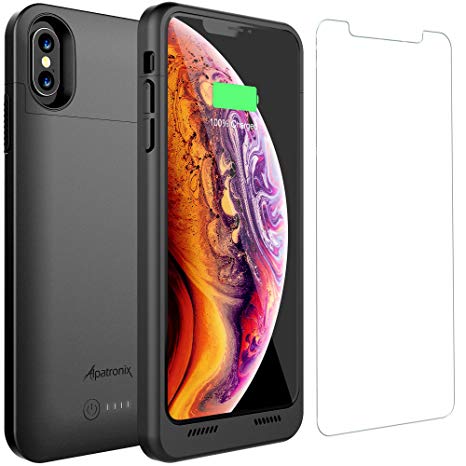 iPhone Xs Max Battery Case with Qi Wireless Charging Compatible, Alpatronix BXX Max 6.5-inch 5000mAh Portable Protective Rechargeable Extended Charger for iPhone Xs Max Juice Bank Power Case - Black