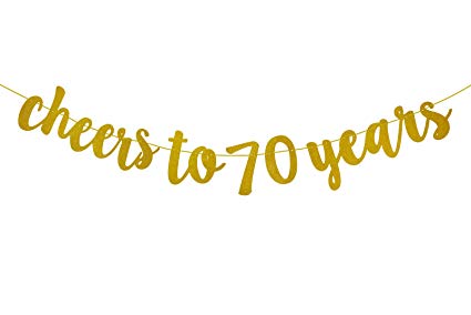 Fecedy Gold Glitter Cheers to 70 years Banner for 70th Birthday Party Decorations