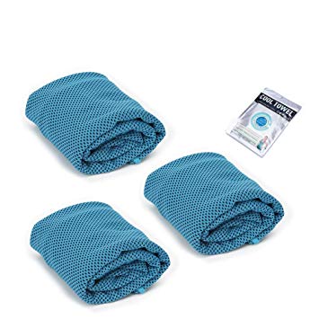 Merssyria Cooling Towel, Sports Towels Chilling Neck Wrap Ice Cold Scarf Blue for Gym, Outdoors or Travel 3PCS