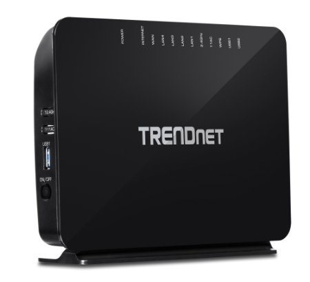 TRENDnet AC750 Wireless VDSL2ADSL2 Modem Router 200 Mbps VDSL Downstream Speeds USB share ports TEW-816DRM