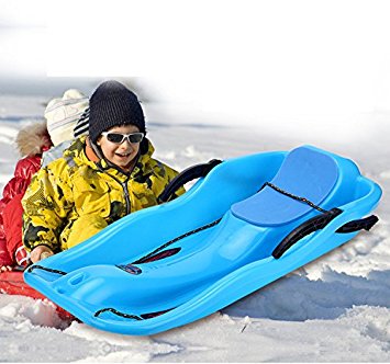 Unichart Snow Sled for Kids/Adult, Outdoor Grass Skiing, Winter Toboggan, Sky Blue