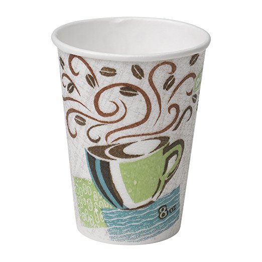 Dixie PerfecTouch 5338DX WiseSize Insulated Cup, New Coffee Design, 8 oz Capacity (Case of 20, 25 per pack)