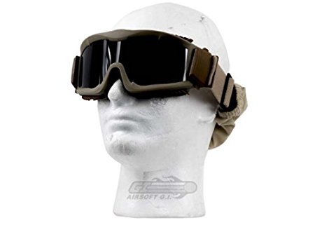 Lancer Tactical CA-223T Vented Safety Airsoft Goggles w/ Interchangeable Multi Lens Kit (Desert Tan), Includes Smoked, Clear, & Yellow Lens