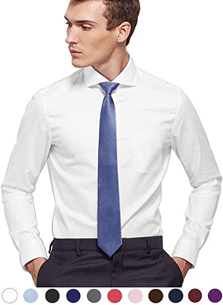 diig Slim Fit Mens Dress Shirts for Fashion Men, White Black Blue Pink Gray, 2 XL