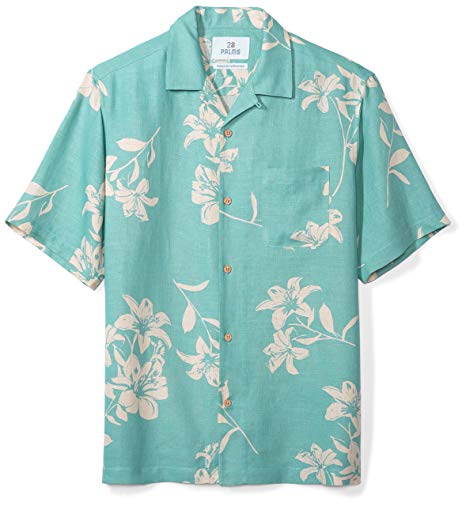 28 Palms Men's Relaxed-Fit Silk/Linen Tropical Hawaiian Shirt