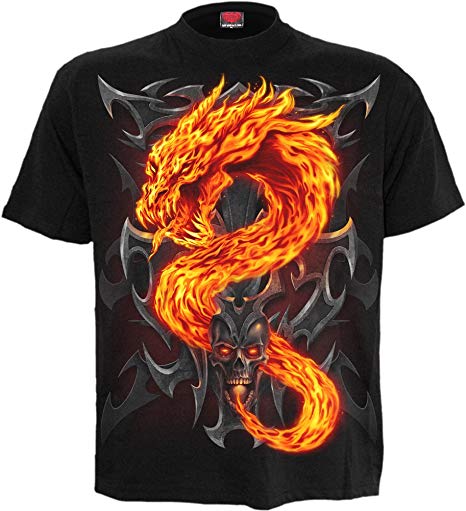 Spiral - Mens - FIRE Dragon - T-Shirt Black