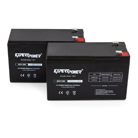ExpertPower EXP1290-2 Black Replacement Battery (BX1300LCD, 2 x ExpertPower 12V 9Ah Sealed Lead Acid Batteries || EXP1290, APC BACK-UPS 1300VA)