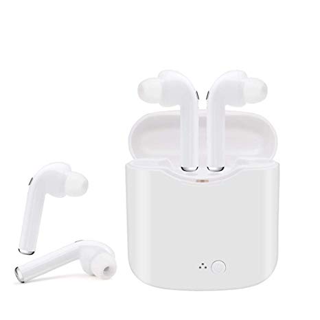 BDKING Headphones,Wireless Earbuds Stereo Earphones Hands-Free Calling Headphone Sport Driving Headset with Charging Case for Most Smartphones G11（White 88888）