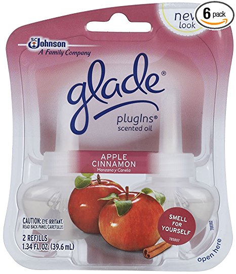 Glade PlugIns Scented Oil Air Freshener Refill, Apple Cinnamon, 1.34 Fluid Ounce 2 Count  (Pack of 6)