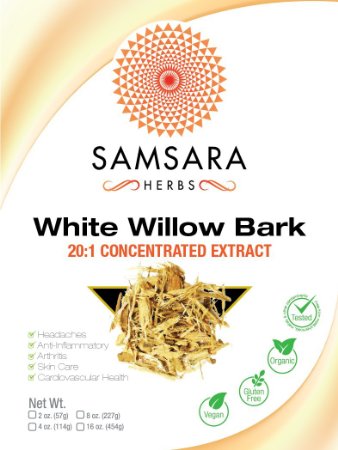 White Willow Bark Extract Powder (4oz / 114g) 20:1 Concentrated Extract - Herbal Pain Reliever, Anti-Inflammatory, Arthritis, Joint Support