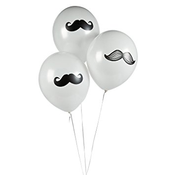 Fun Express Mustache Latex Balloons Party Favors - 12 Pieces