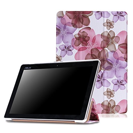 MoKo ASUS ZenPad 10 Case - Slim Lightweight Smart Shell Stand Cover with Auto Wake / Sleep Function for ASUS ZenPad Z300C / Z300M / Z301M / Z301ML / Z301MFL 10.1-Inch Tablet, Floral PURPLE