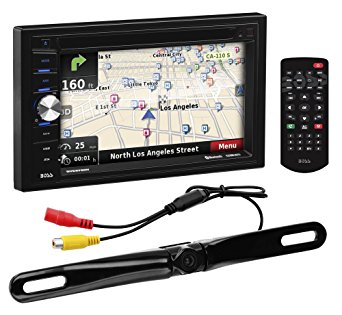 BOSS Audio BVNV9378RC Double Din, Touchscreen, Bluetooth, Navigation/GPS, Rear License Plate Mount Camera Included, DVD/CD/MP3/USB/SD AM/FM Car Stereo, 6.5 Inch Digital LCD Monitor, Wireless Remote